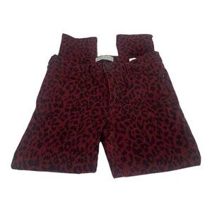 Social Standard By Sanctuary Womens Ankle Skinny Pants Size 6 Red Leopard Print